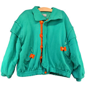 Why And 1/2 Ladies Jacket Long Sleeve Green Actual 52x23 Shoulder Pads Funny Pig